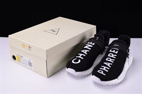 fake chanel human race|Pharrell x Chanel x adidas Human Race NMD Black White.